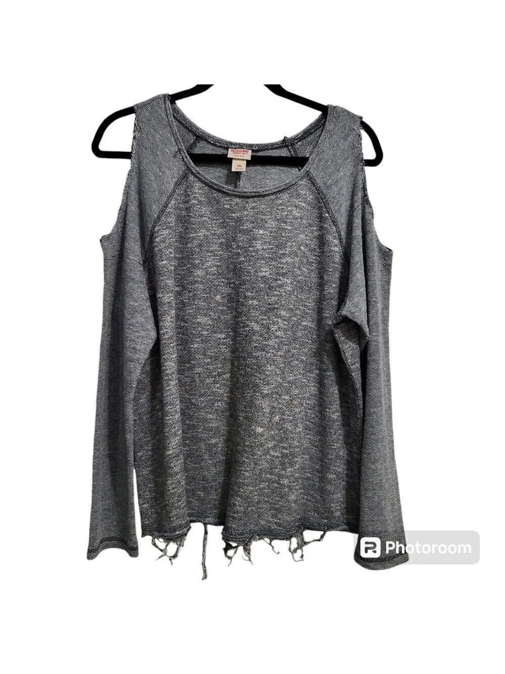 Mossimo Supply Co. Women's Fringe Style Cold Shoulder Long Sleeve Sweater XXL